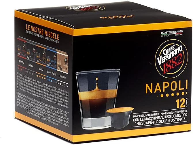 Caffè Vergnano 1882Capsule Caffè Compatibili Nescafé Dolce Gusto Napoli, Confezione da 12 Capsule