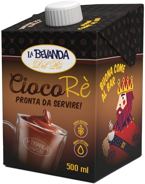 La Bevanda Del Rè® CREMA FREDDA AL CIOCCOLATO - 1 Brick 500g - Crema a base di latte con caffè solubile delattosata, UHT a lunga conservazione - Senza Lattosio e Senza Glutine - Latte e panna Italiani
