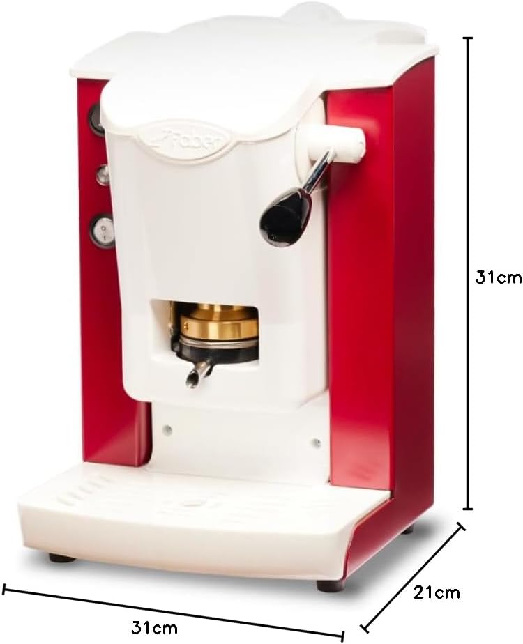 FABER COFFEE MACHINES | Modello Slot Plast | Macchina caffe a cialde ese 44mm | Colore Borgogna plastiche Bianco | Pressacialda in ottone