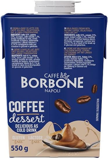 Caffè Borbone CREMA CAFFÈ - 1 Brick 550g - Crema a base di latte con caffè solubile delattosata, UHT a lunga conservazione - Senza Lattosio e Senza Glutine - Latte e panna Italiani