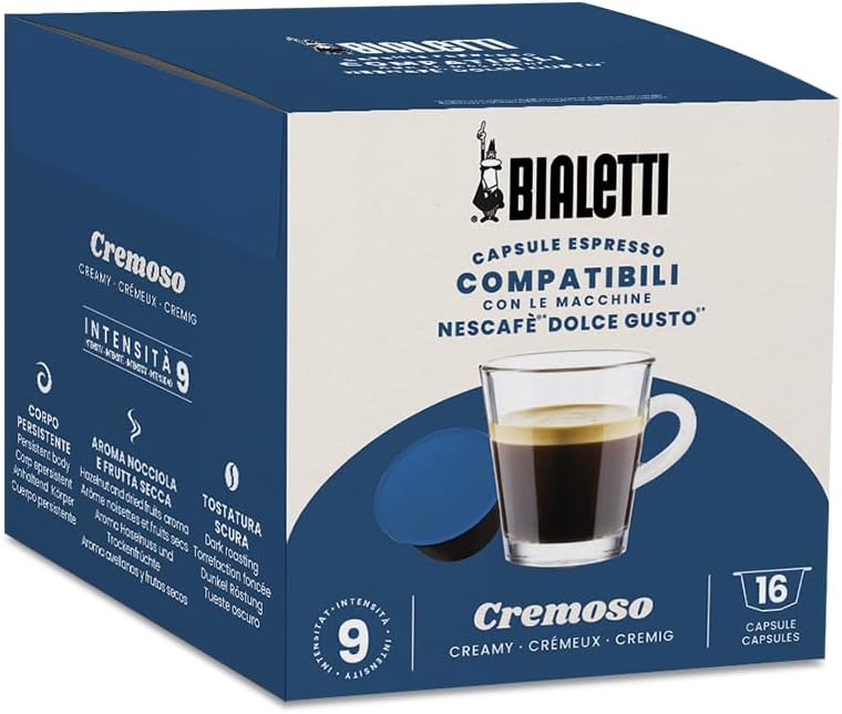 Bialetti Caffè Capsule Compatibili Dolce Gusto®, Cremoso, 16 Capsule