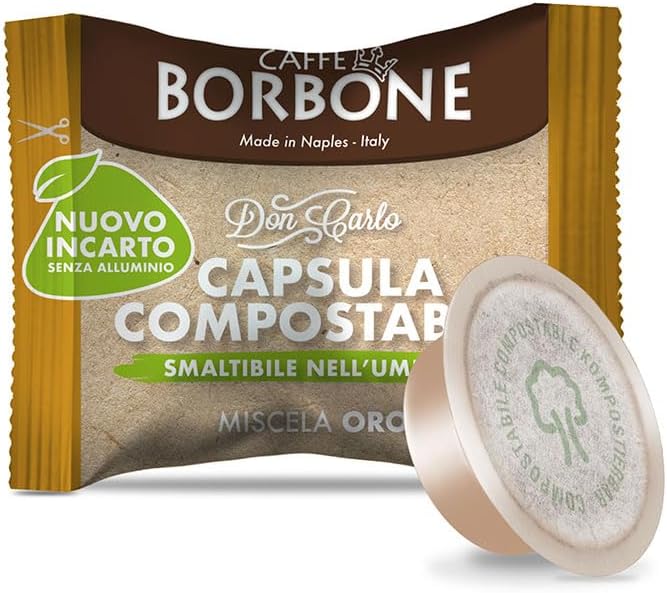 Caffè Borbone Don Carlo Compostabile, Miscela Oro - 100 Capsule - Compatibili con le Macchine ad uso domestico Lavazza* A Modo Mio*