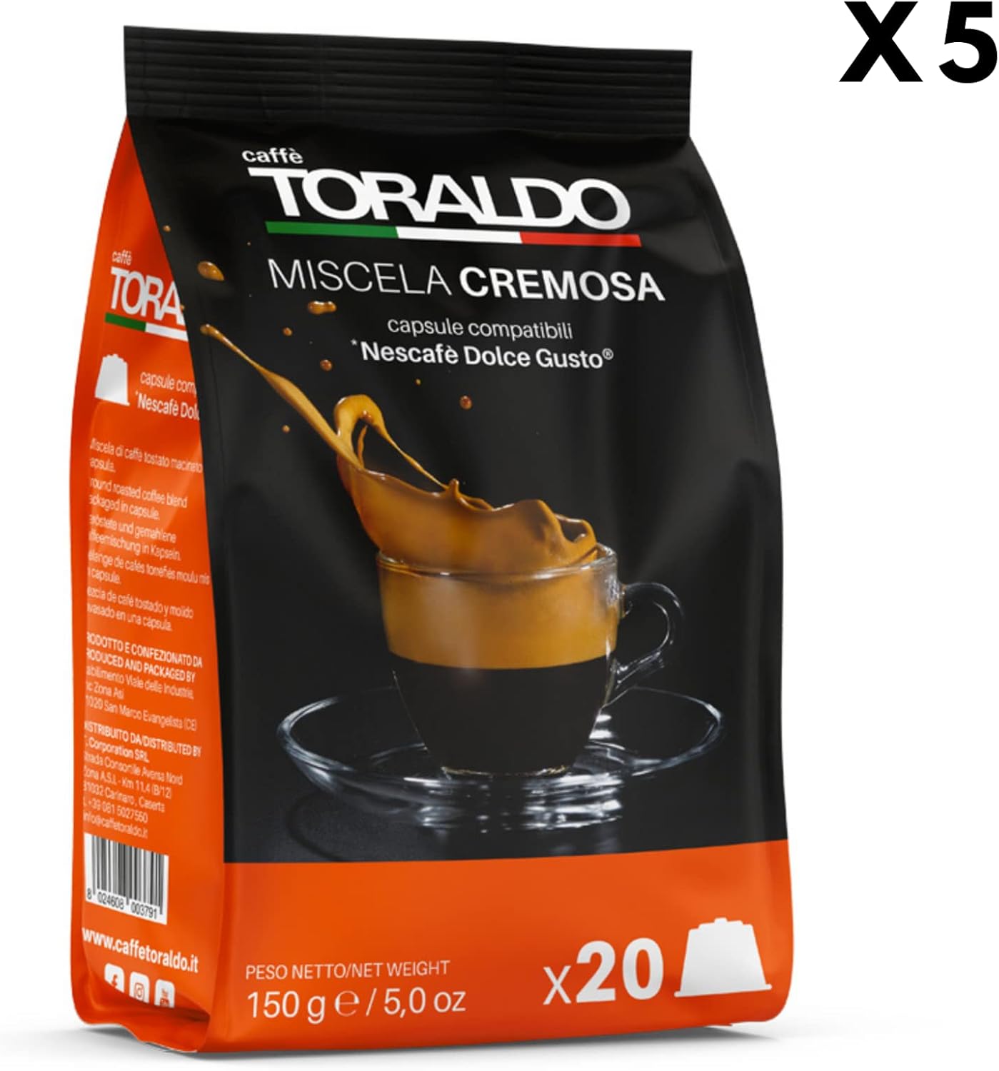 CAFFÈ TORALDO | Capsule Compatibile Dolce Gusto* (100 Unità, Miscela Cremosa)