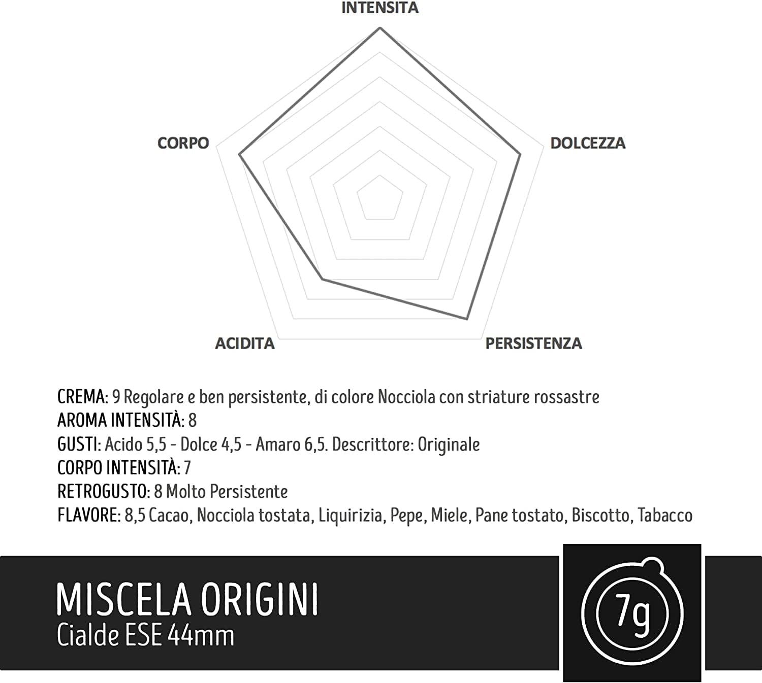 Caffè Toraldo Miscela Origini Cialde ESE 44 mm (50 Unità)