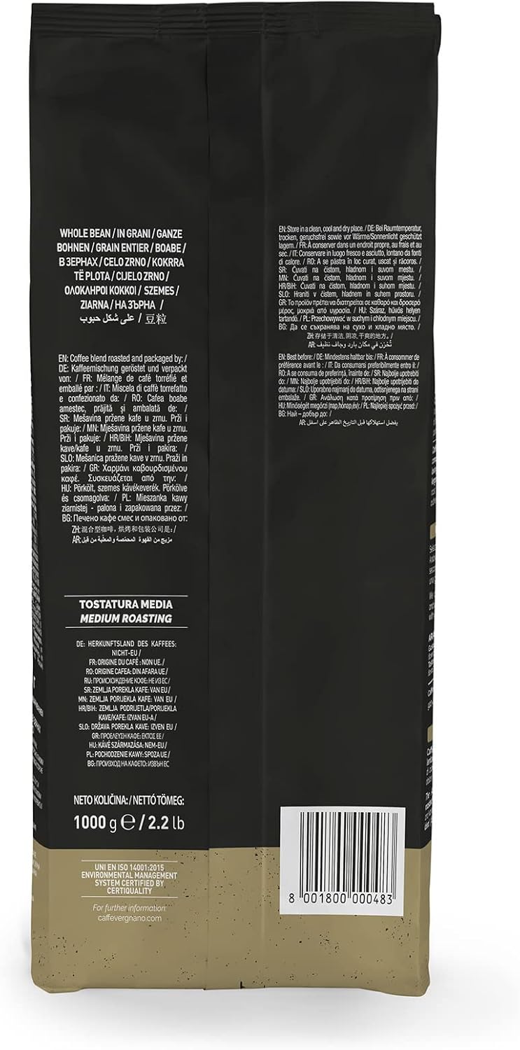 Caffè Vergnano 1882 Caffè in Grani Anticabottega, Miscela Oro - 1 confezione da 1 Kg