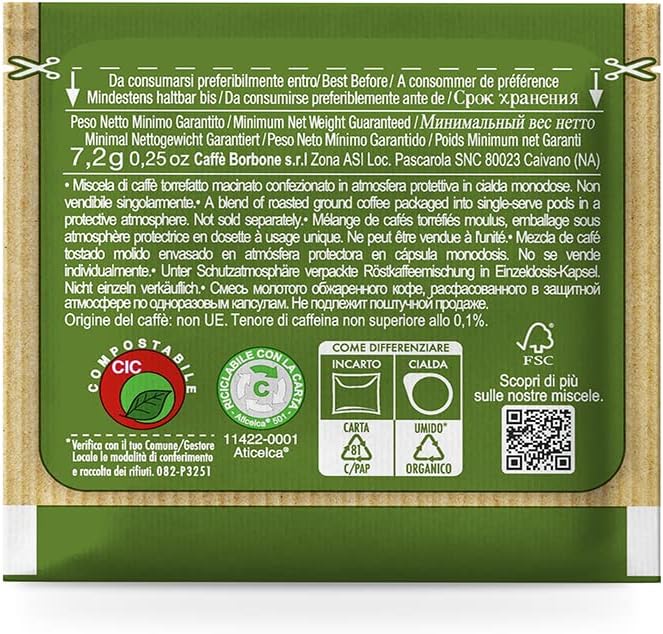 Caffè Borbone Cialda Compostabile, Miscela Decaffeinata - 150 Cialde - Sistema ESE