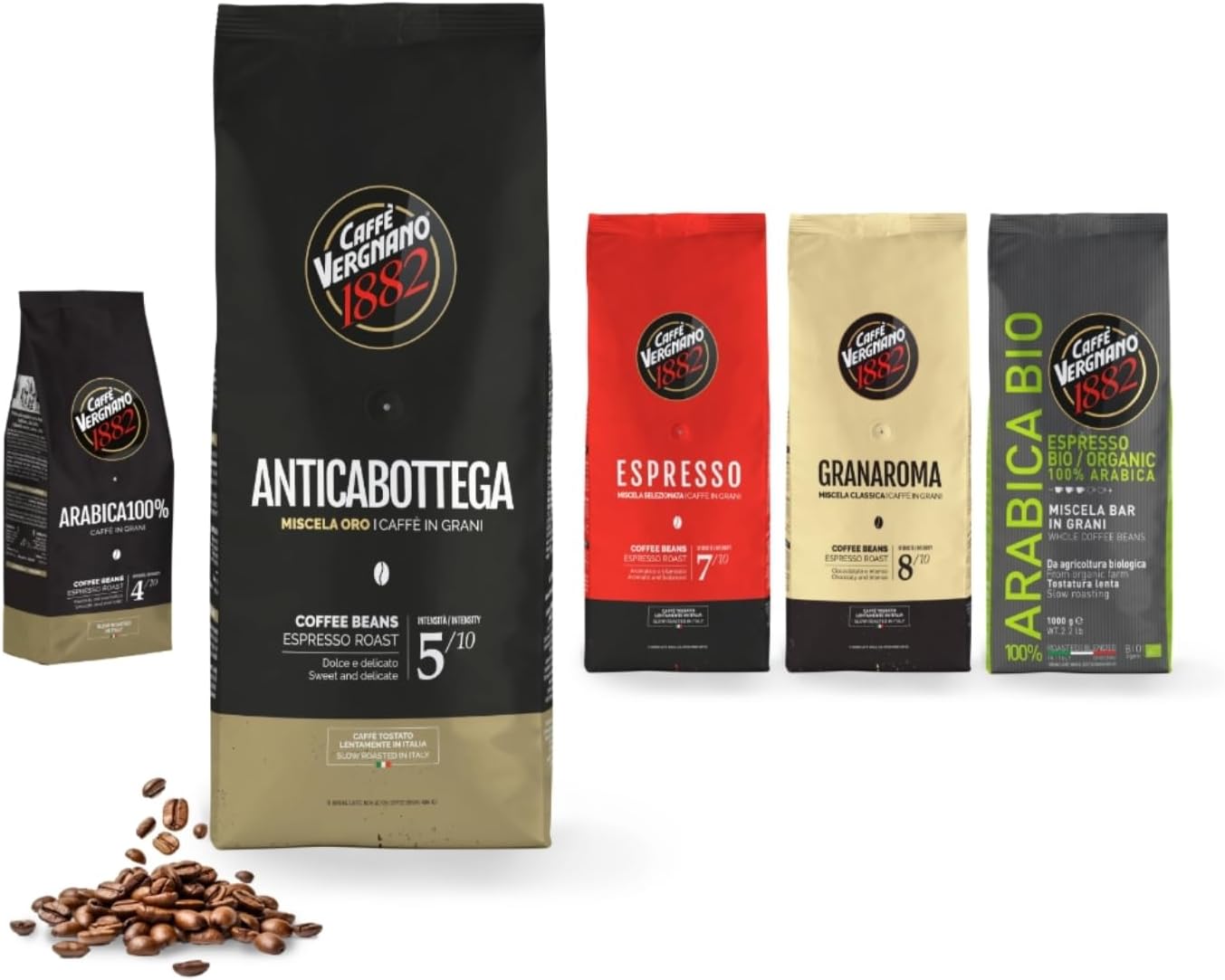 Caffè Vergnano 1882 Caffè in Grani Anticabottega, Miscela Oro - 1 confezione da 1 Kg