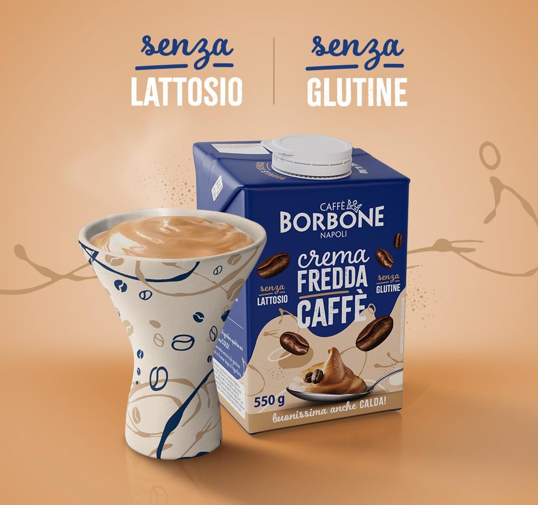 Caffè Borbone CREMA CAFFÈ - 1 Brick 550g - Crema a base di latte con caffè solubile delattosata, UHT a lunga conservazione - Senza Lattosio e Senza Glutine - Latte e panna Italiani