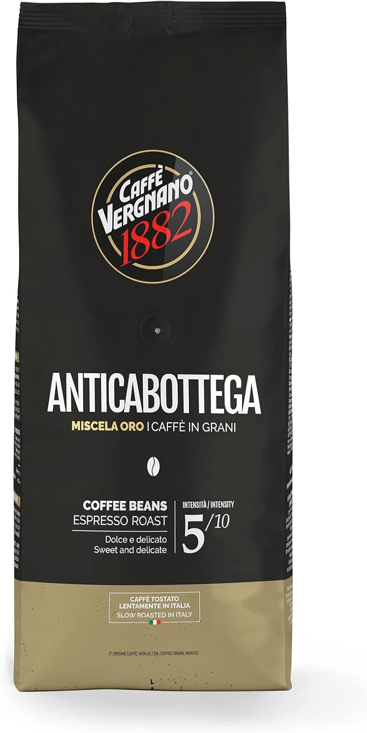 Caffè Vergnano 1882 Caffè in Grani Anticabottega, Miscela Oro - 1 confezione da 1 Kg