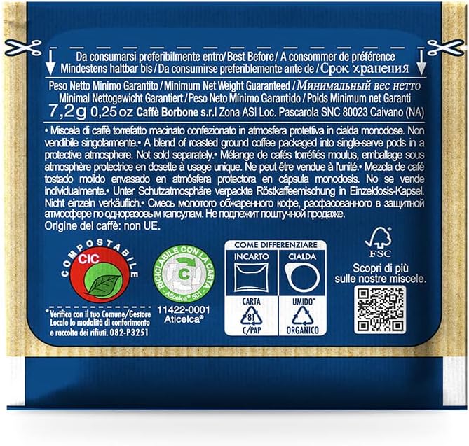 Caffè Borbone Cialda Compostabile, Miscela Blu - 150 Cialde - Sistema ESE