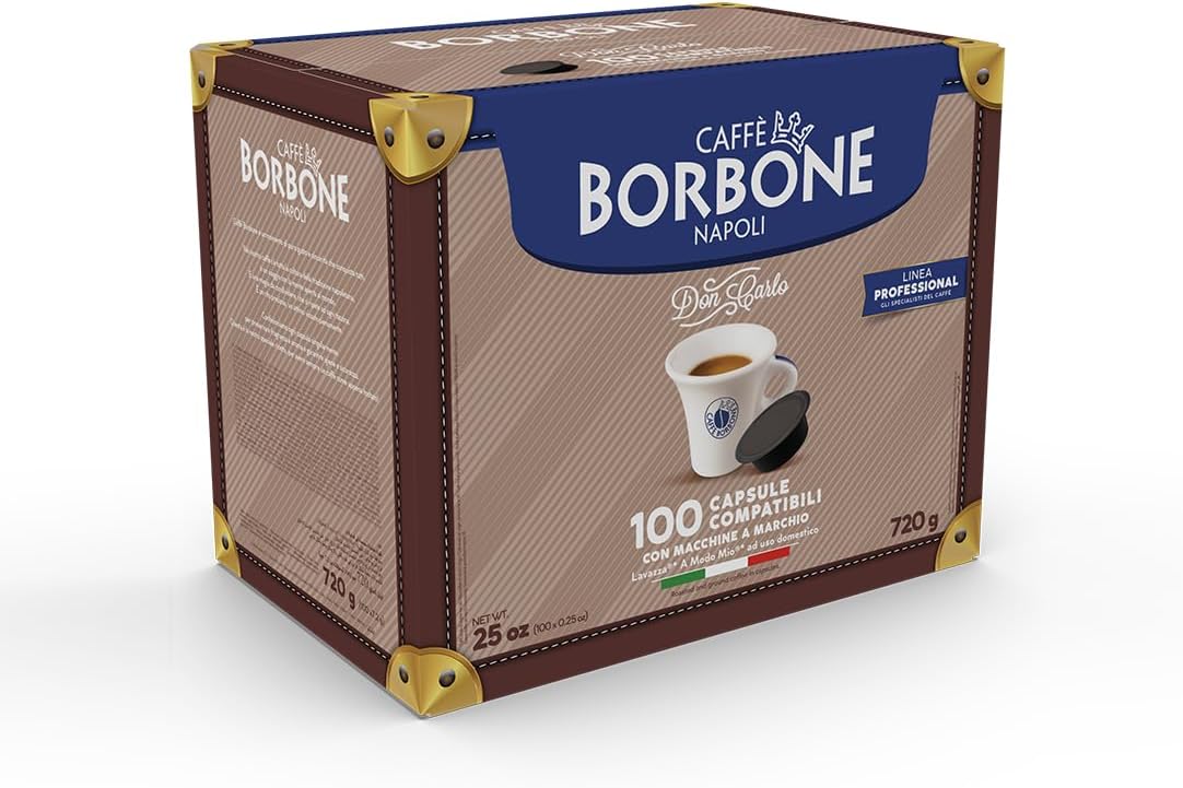 Caffè Borbone Don Carlo, Miscela Blu - 100 Capsule - Compatibili con le Macchine ad uso domestico Lavazza* A Modo Mio*