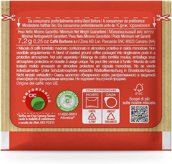 Caffè Borbone Cialda Compostabile, Miscela Rossa - 150 Cialde - Sistema ESE