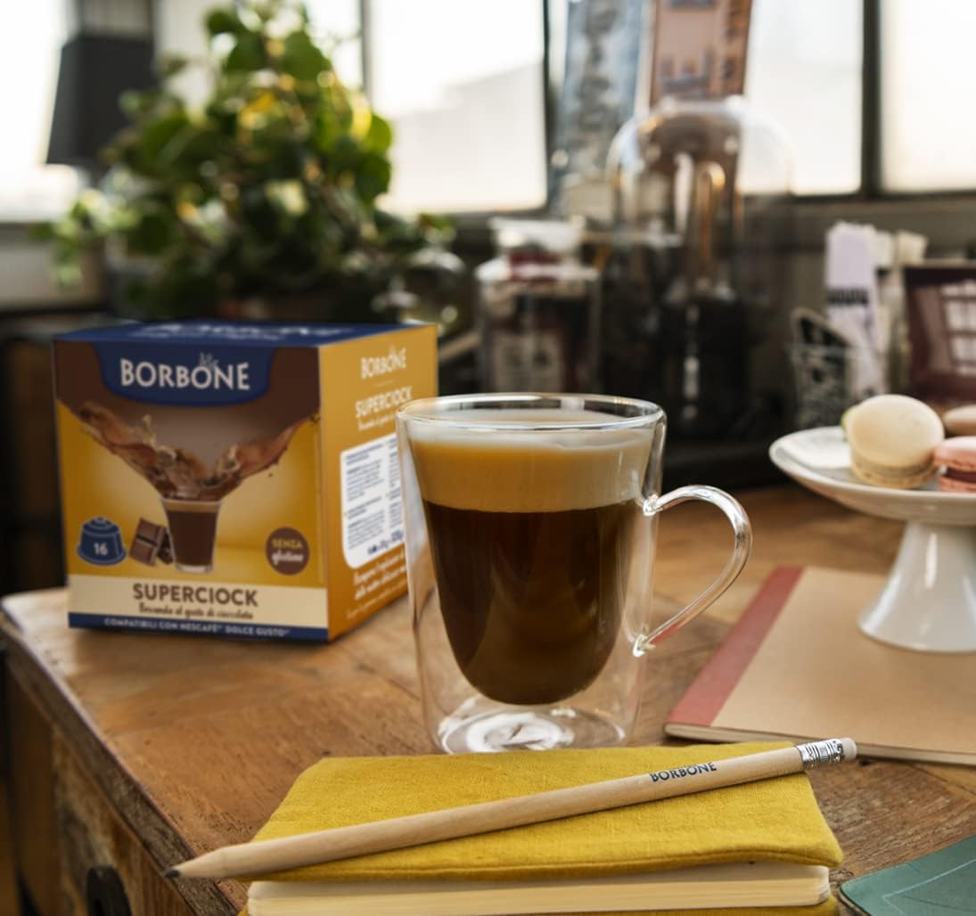 Caffè Borbone SuperCiock - Bevanda al gusto di cioccolata - 64 capsule (4 confezioni da 16) - Compatibili con le Macchine Nescafè* Dolce Gusto*