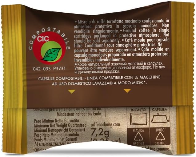 Caffè Borbone Don Carlo Compostabile, Miscela Oro - 100 Capsule - Compatibili con le Macchine ad uso domestico Lavazza* A Modo Mio*