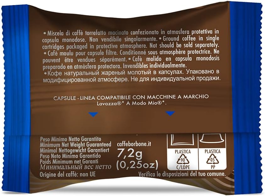 Caffè Borbone Don Carlo, Miscela Blu - 100 Capsule - Compatibili con le Macchine ad uso domestico Lavazza* A Modo Mio*