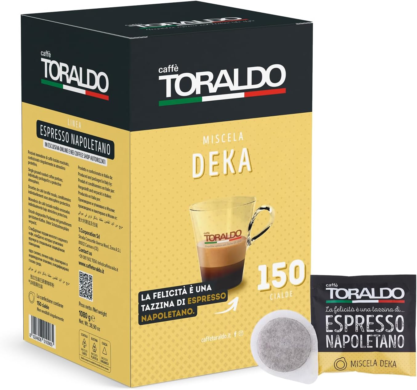 Caffè Toraldo Miscela Decaffeinato ESE 44 mm (150 Unità)
