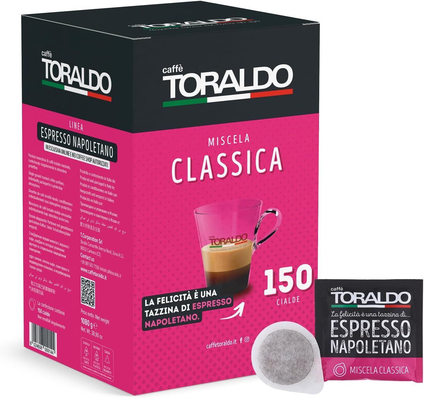 Caffè Toraldo Miscela Classica Cialde ESE 44 mm (150 Unità)