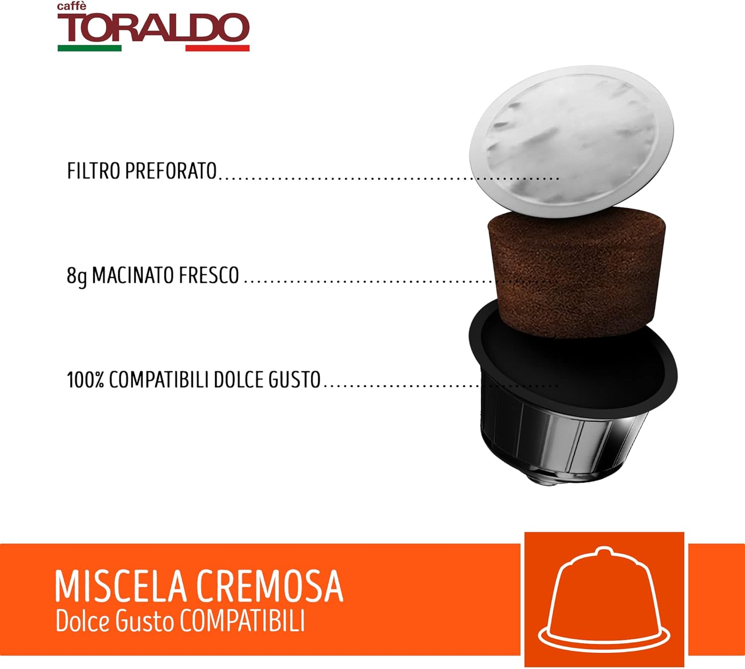 CAFFÈ TORALDO | Capsule Compatibile Dolce Gusto* (100 Unità, Miscela Cremosa)