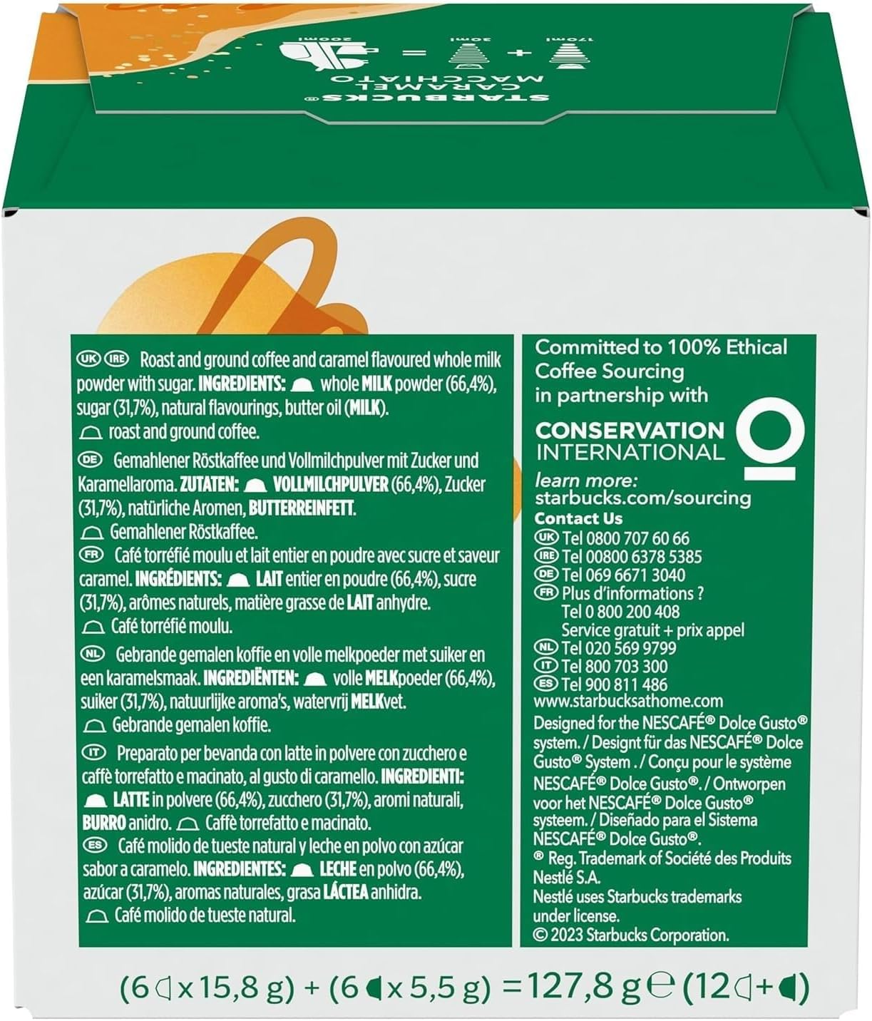 STARBUCKS Nescafé Dolce Gusto Caramel Macchiato, Latte Macchiato con Caramello, Capsule di caffè, caffè Tostato, 12 Capsule