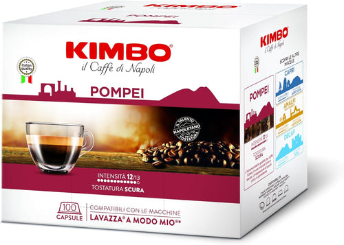 100 Capsule KIMBO Caffè Espresso Le Meraviglie del Gusto - Miscela POMPEI – compatibili con macchine sistema Lavazza a Modo mio