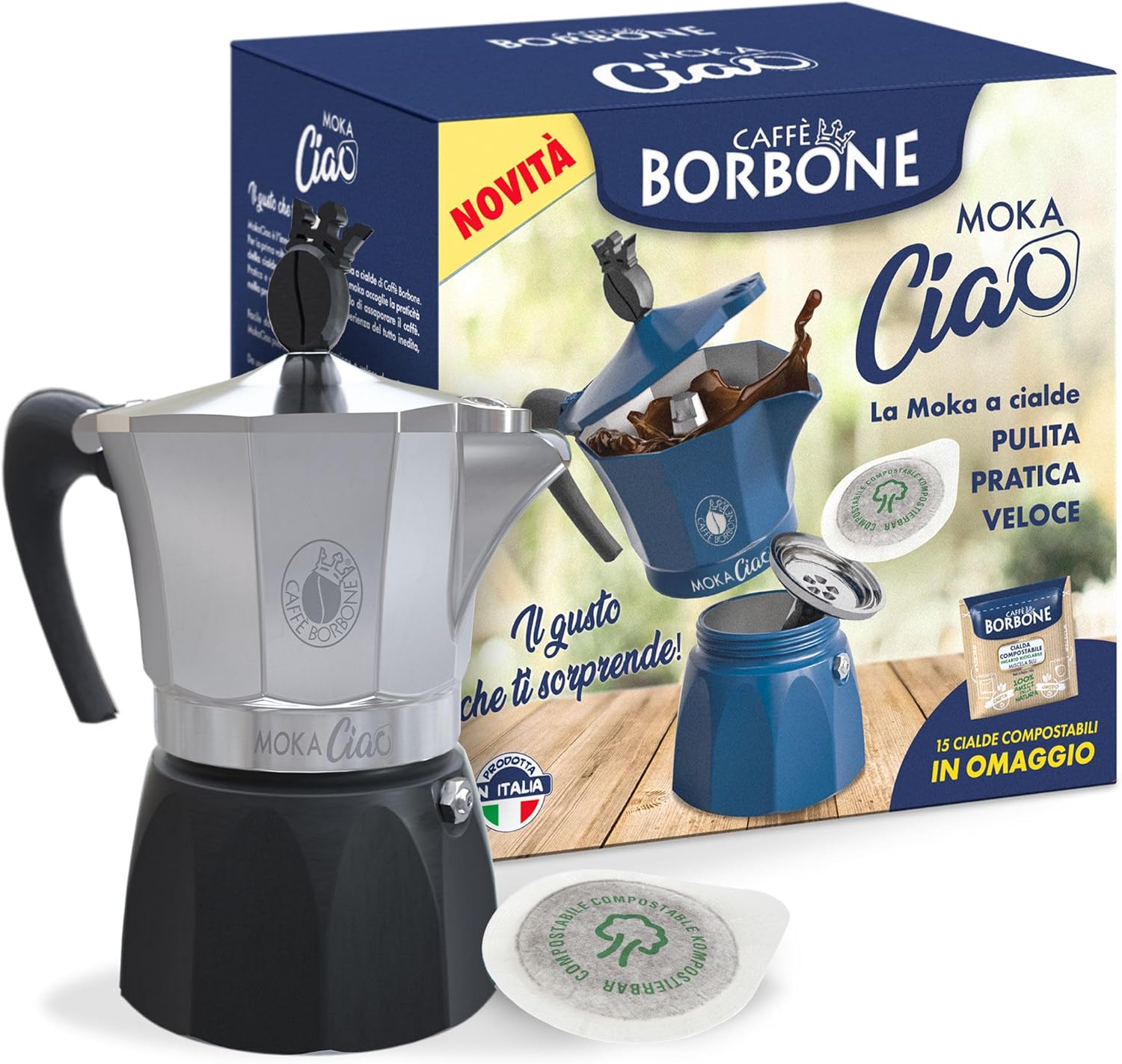 CAFFÈ BORBONE MOKACIAO Caffettiera a Cialde 15 Cialde OMAGGIO